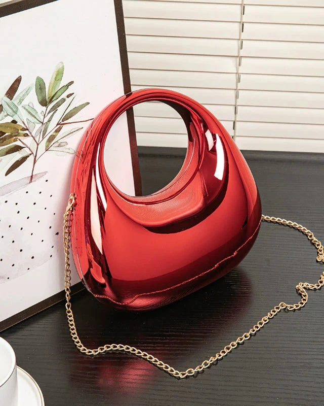 Party Prom Crescent Clip Bag Red