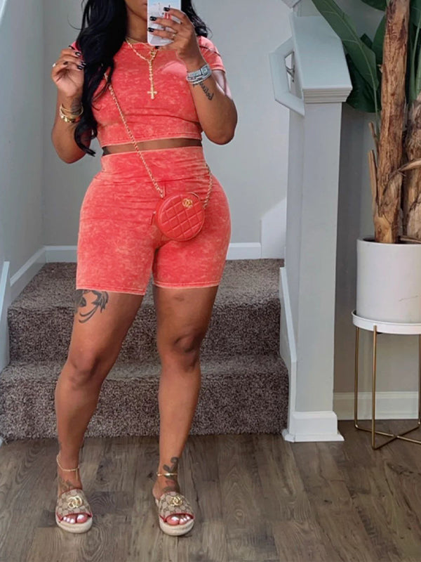 Ensemble t-shirt imprimé et short de motard