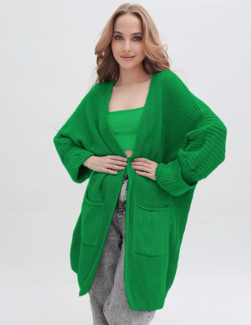 Oversized Loose-Fitting Knit Cardigan