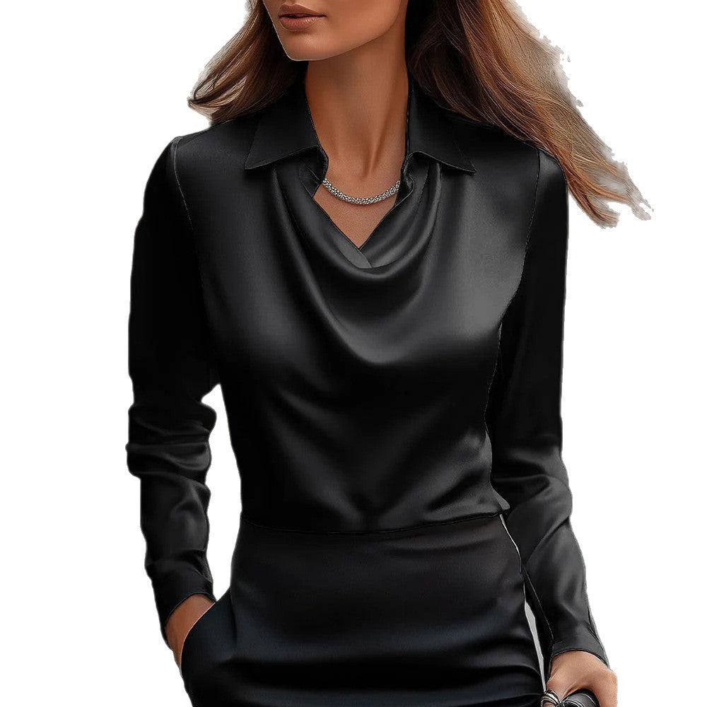 Wide Collar Shirt Collar Women's Blouse