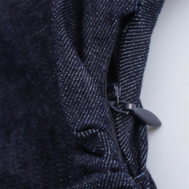 Robe chemise en jean froncée