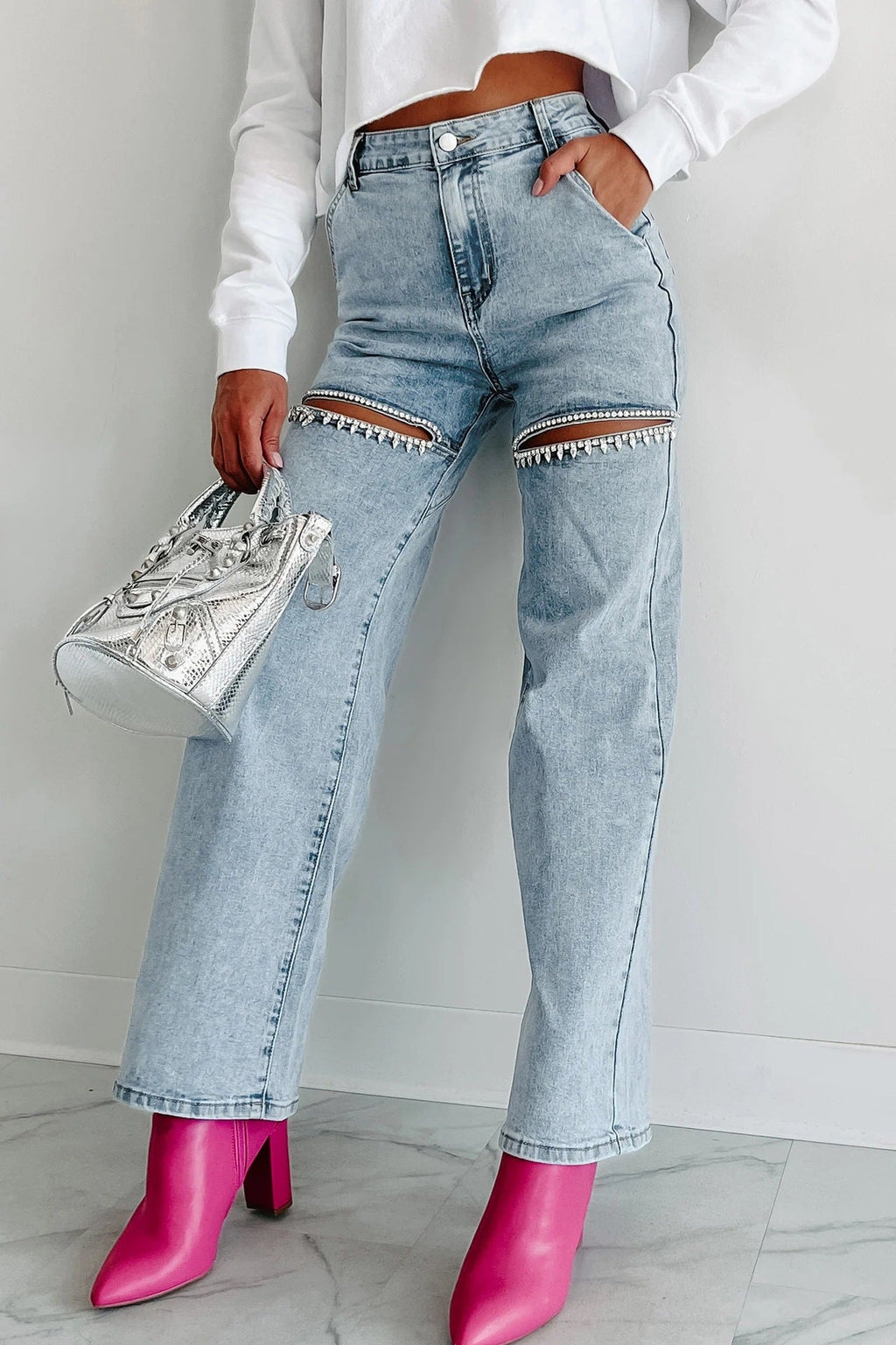 Rhinestone CUTOUT Jeans