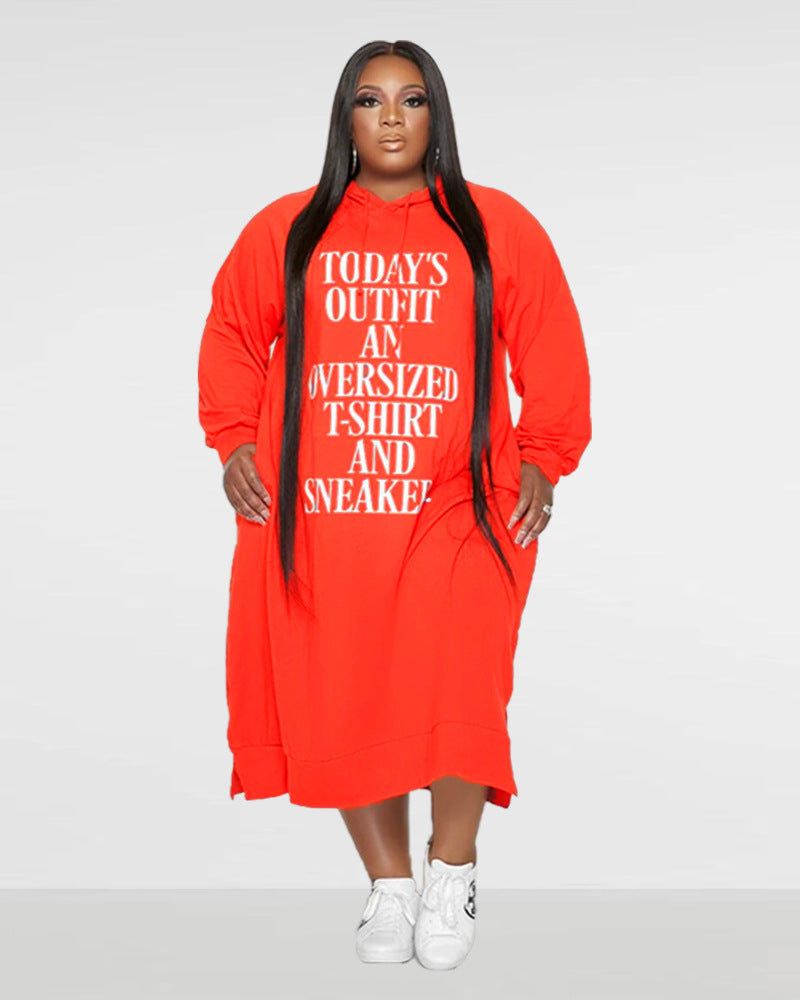 Today's Outfit Hoodie Dress Orange