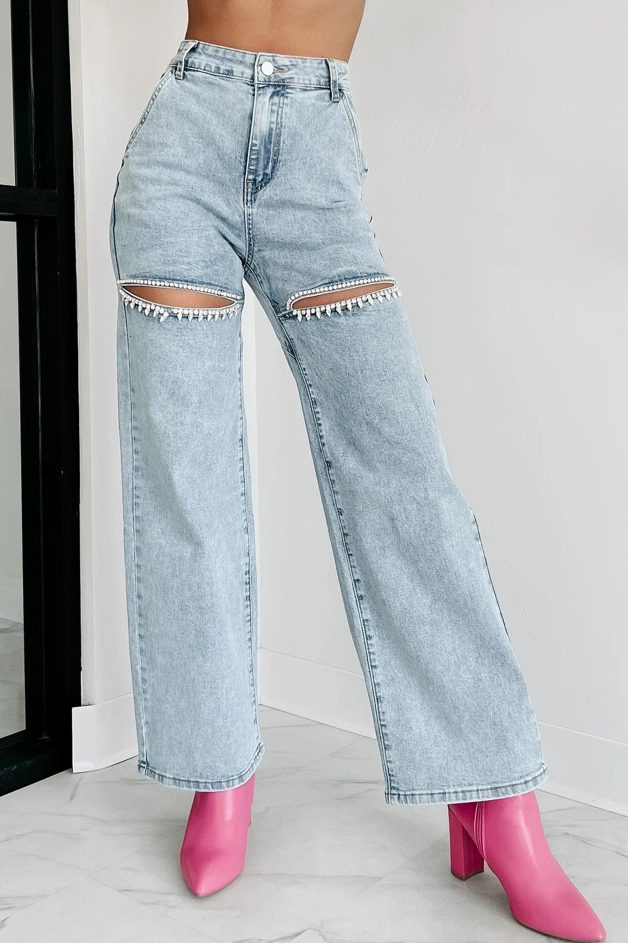 Rhinestone CUTOUT Jeans
