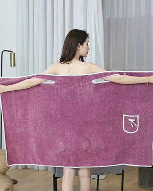 Bath Towel With Pocket Purple