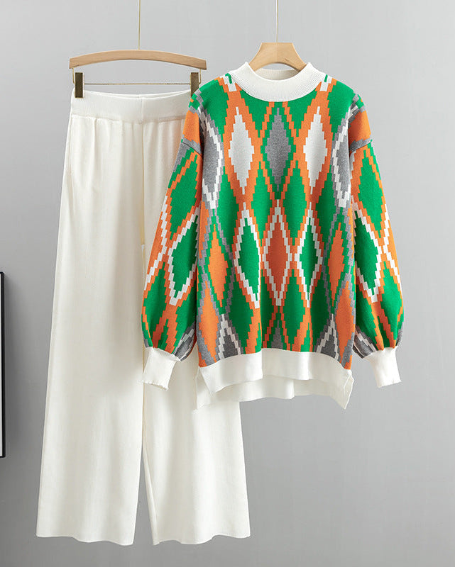 Cozy Argyle Pant Set