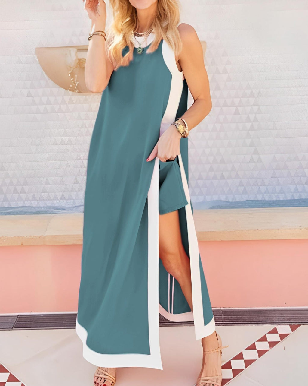 piper sleeveless dress SET