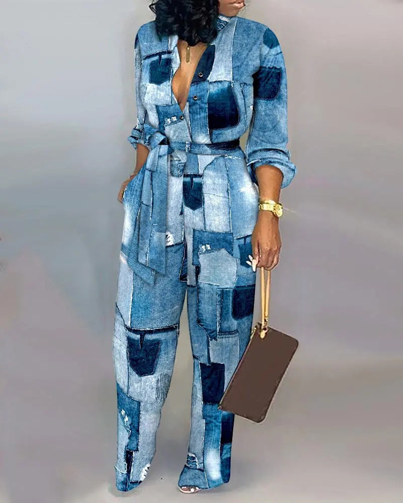 Geena Cute and Comfy Jumpsuit Dark Denim Blue