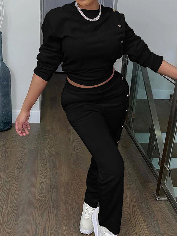 Ensemble sweat-shirt et pantalon à boutons