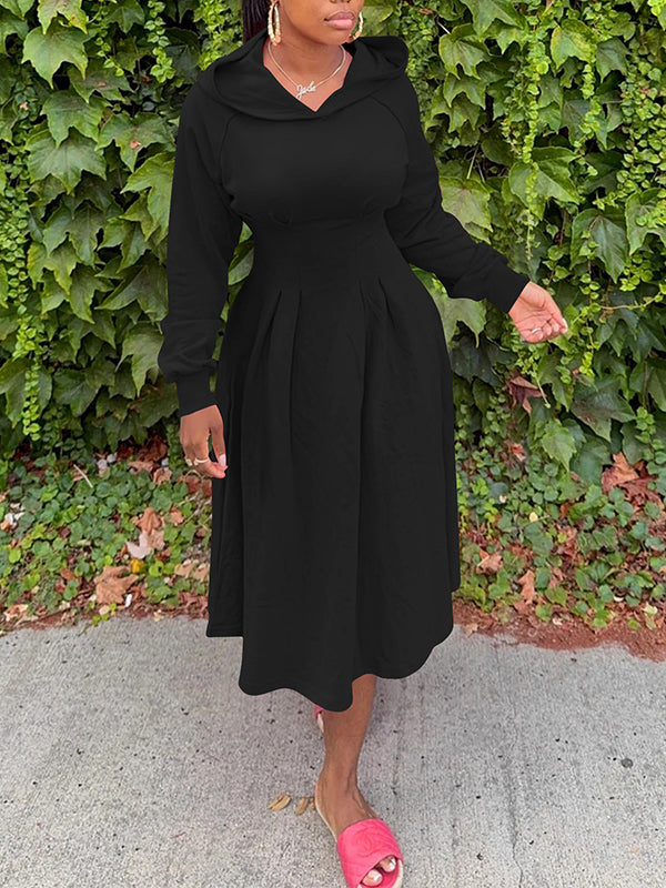 Solid Hoodie Dress