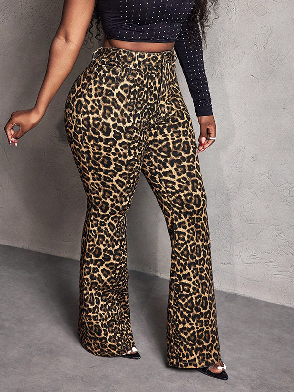 Leopard Flare Denim Jeans