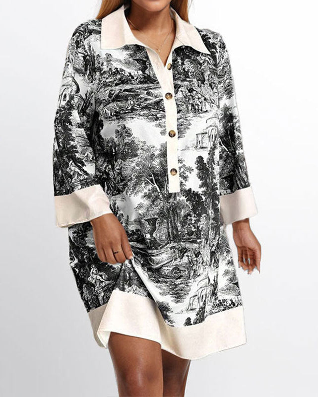 Ink-wash vintage dress