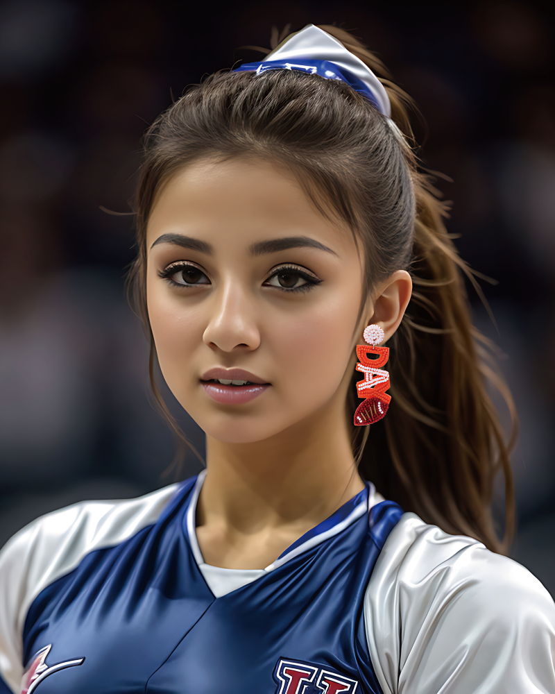 Beaded Football Earrings OG-1