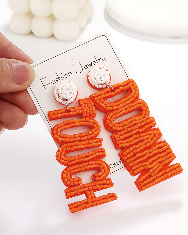 Beaded Football Earrings OG-2