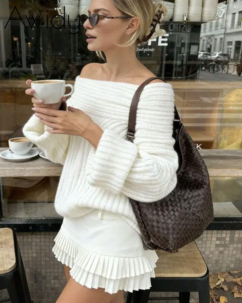 Off-Shoulder Sweater Pullover