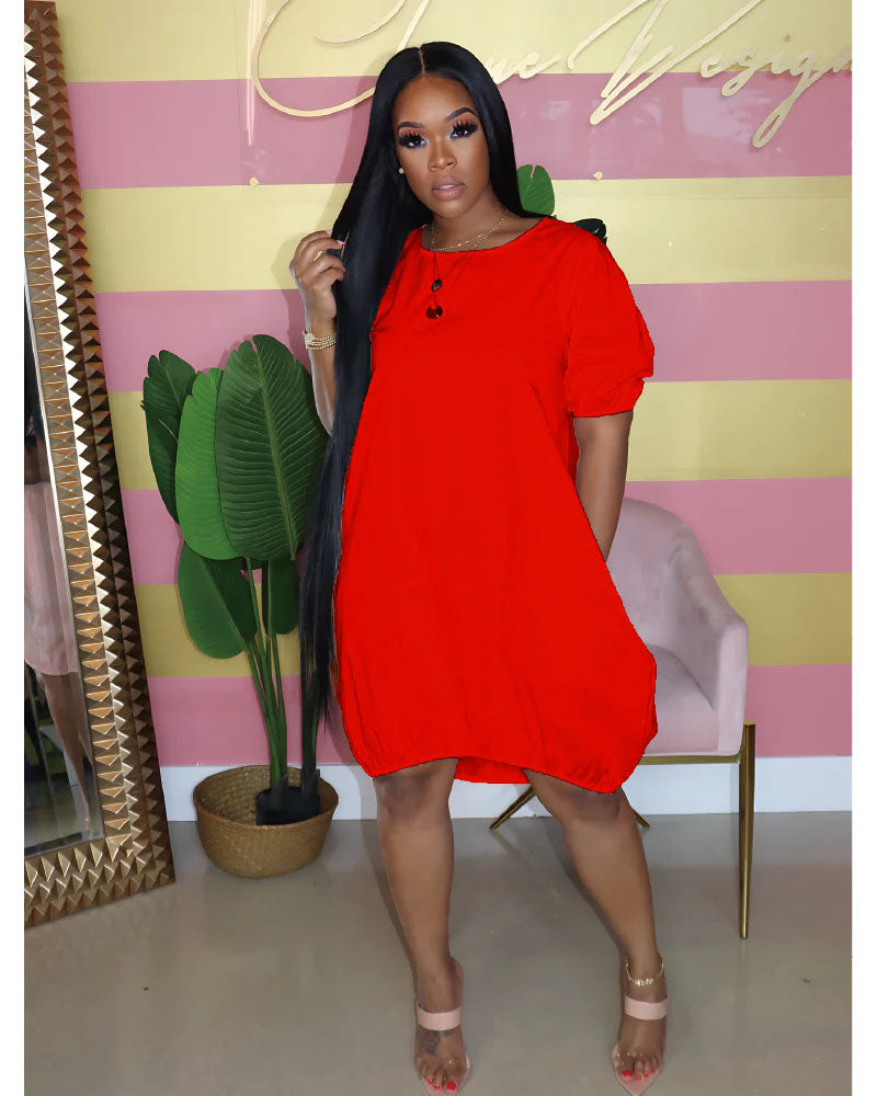 Oma bubble hem dress RED