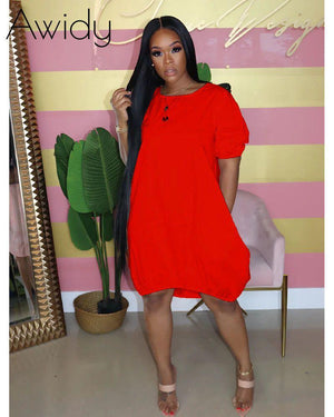 Oma bubble hem dress RED