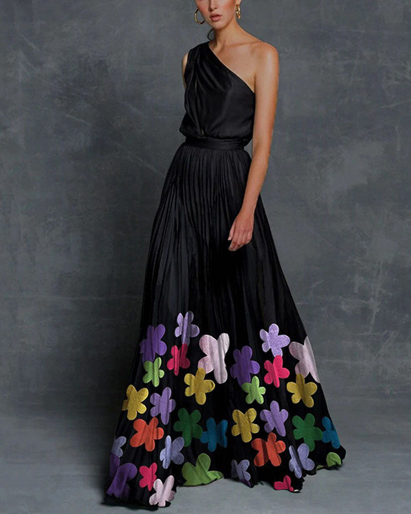 Elisa One Shoulder Maxi Dress Black