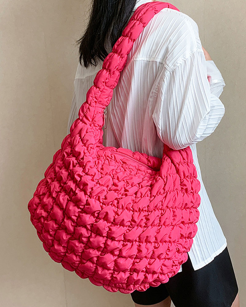 Oversized Quilted Cross Body Bag 54cm x 38cm Rose Red