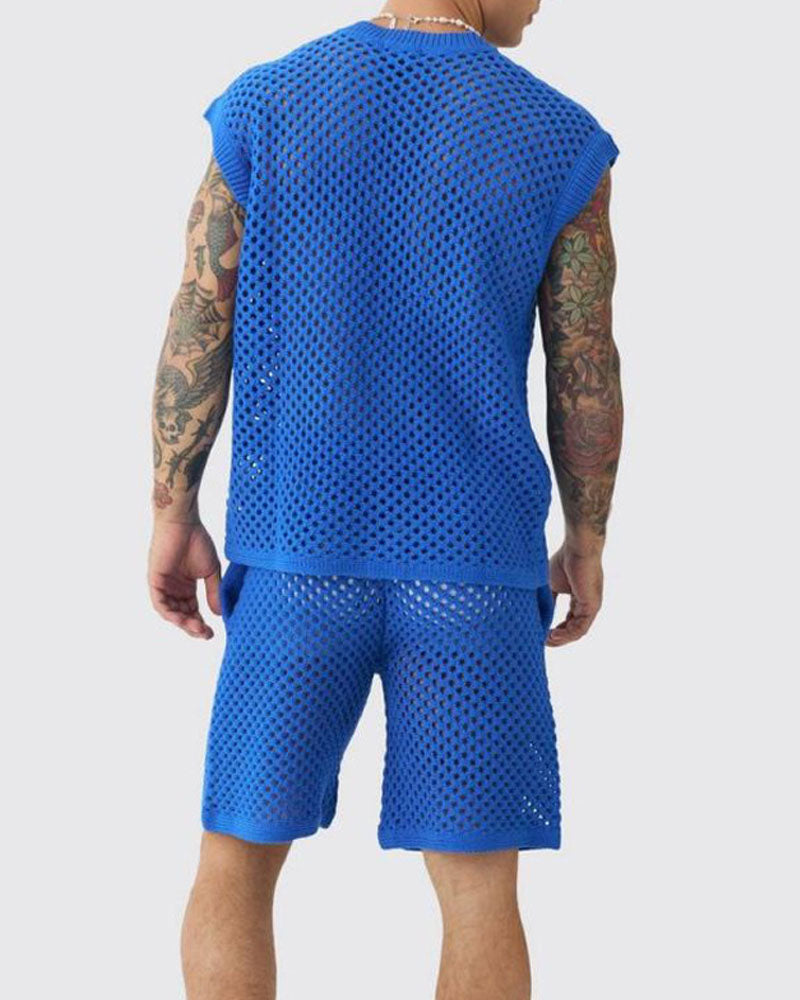 Oversized Vest & Relaxed Basketball Short Knitted Set