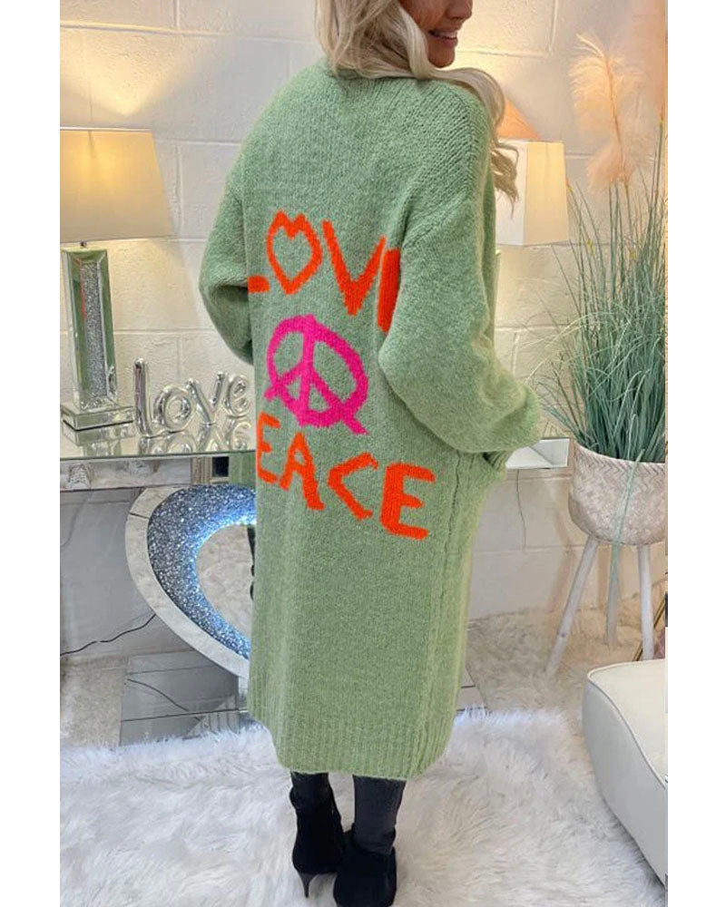 Peace & Love Cardigan Apple Green