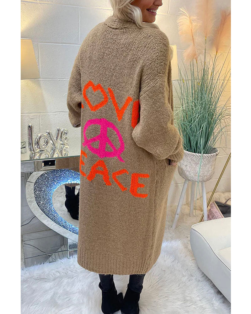 Peace & Love Cardigan Tan