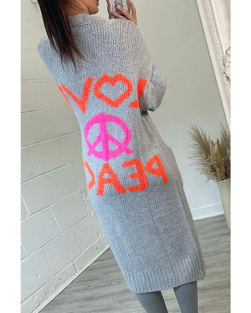 Peace & Love Cardigan Light Grey