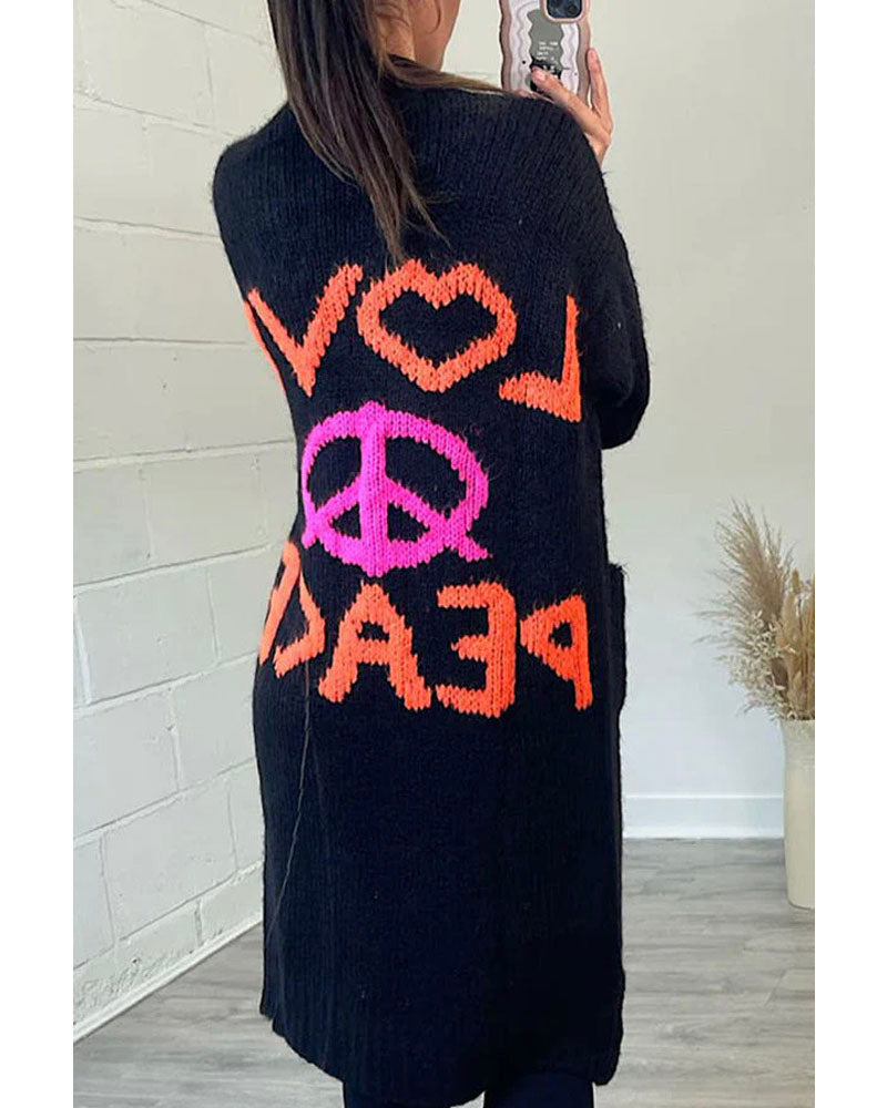 Peace & Love Cardigan Black