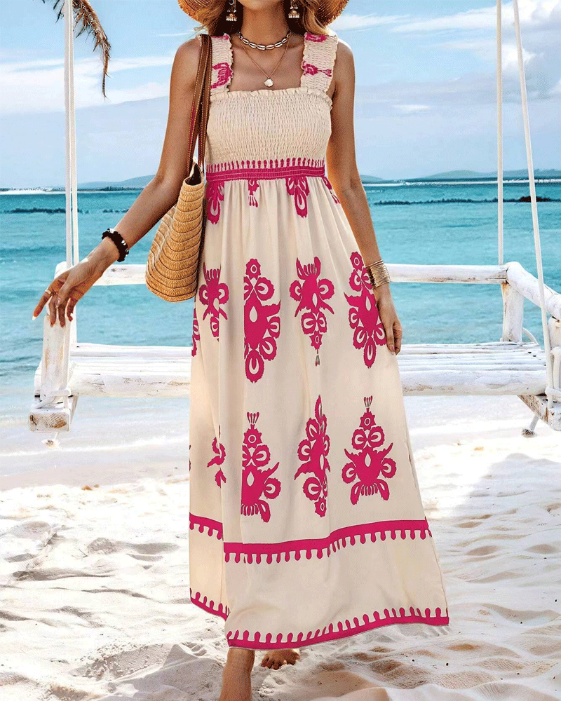 Peaceful Vacay Dress Hot Pink