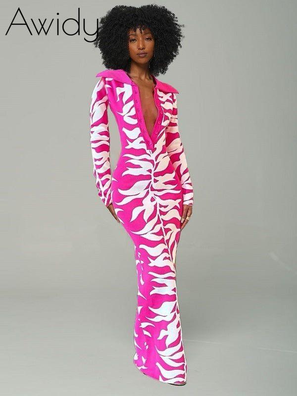 Printed Button-Front Dress
