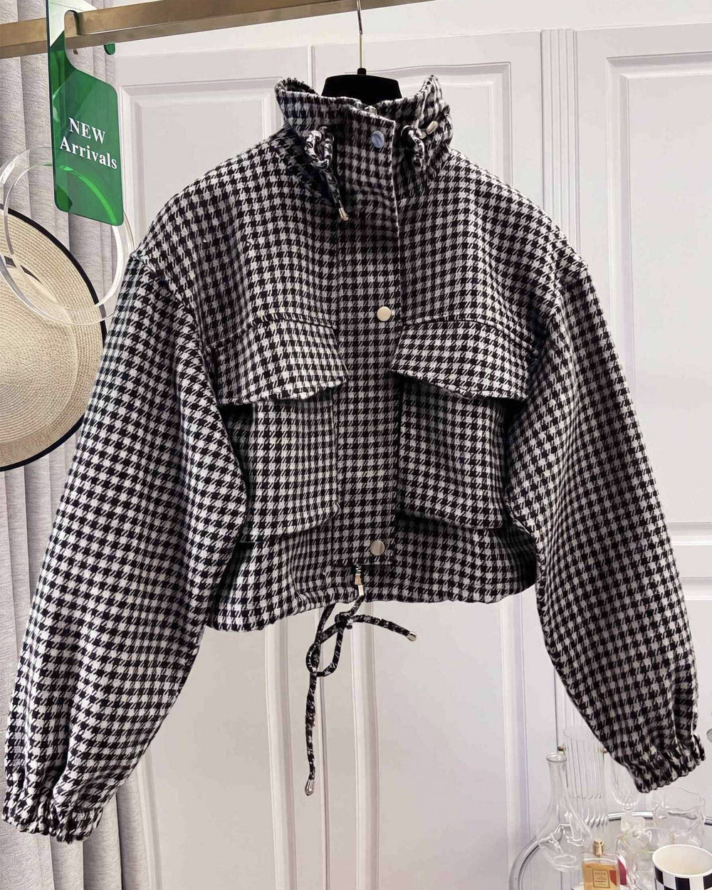 Plot Twist Cropped Houndstooth Jacket