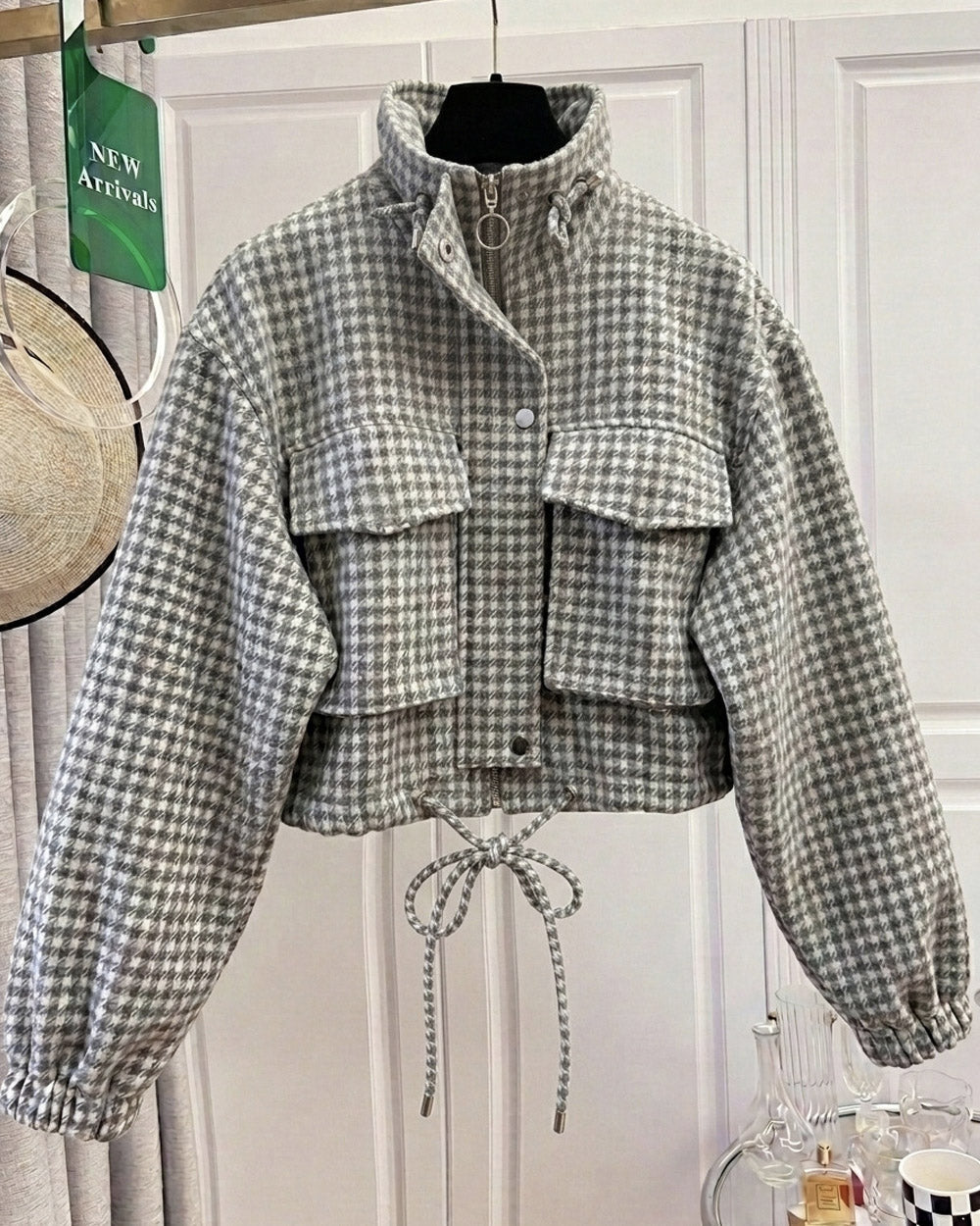 Plot Twist Cropped Houndstooth Jacket