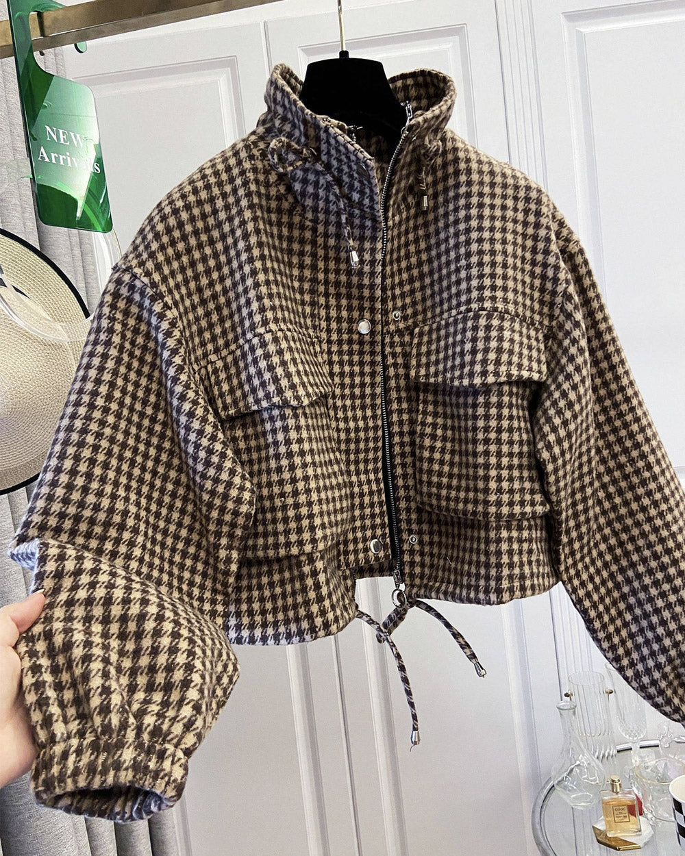Plot Twist Cropped Houndstooth Jacket