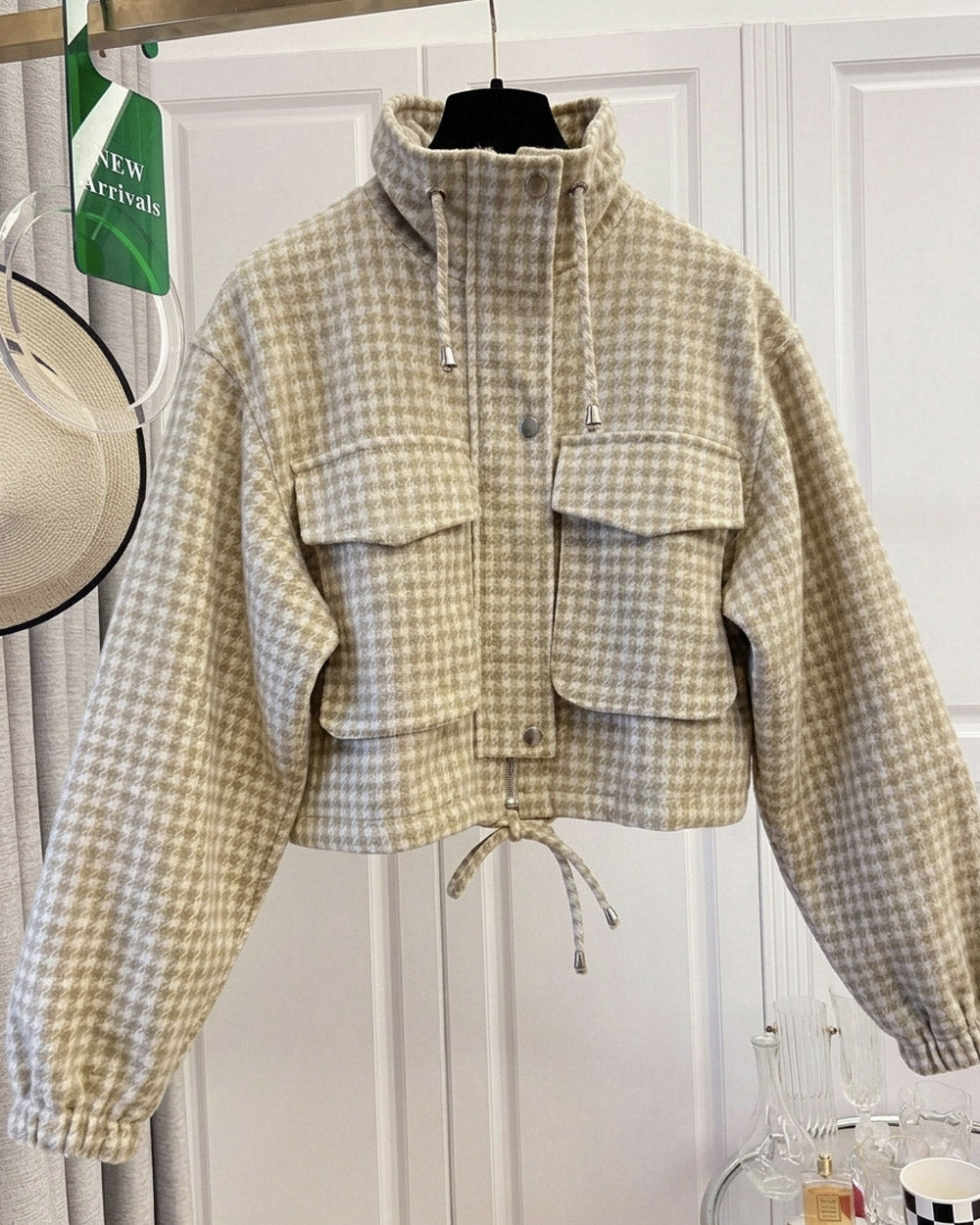 Plot Twist Cropped Houndstooth Jacket