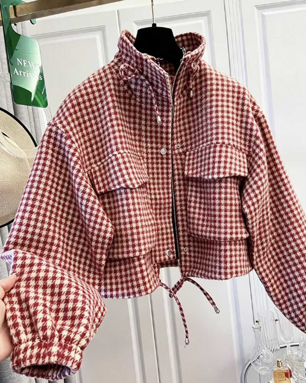 Plot Twist Cropped Houndstooth Jacket