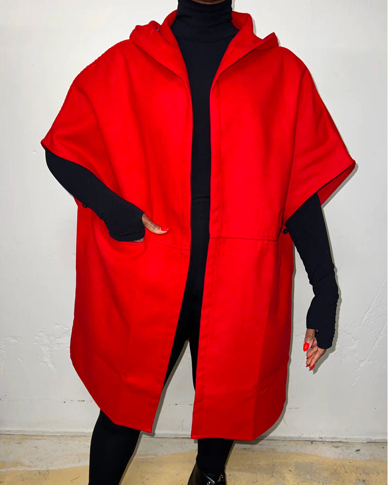My Moment Hoodie Poncho (On Sale) Red