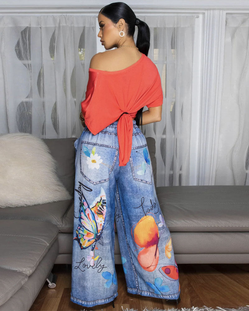 Pantalon large Flower Power