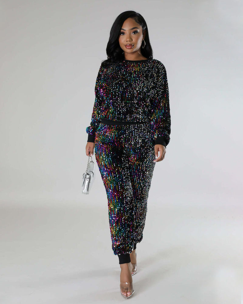 Pretty Sequin Jogger Set