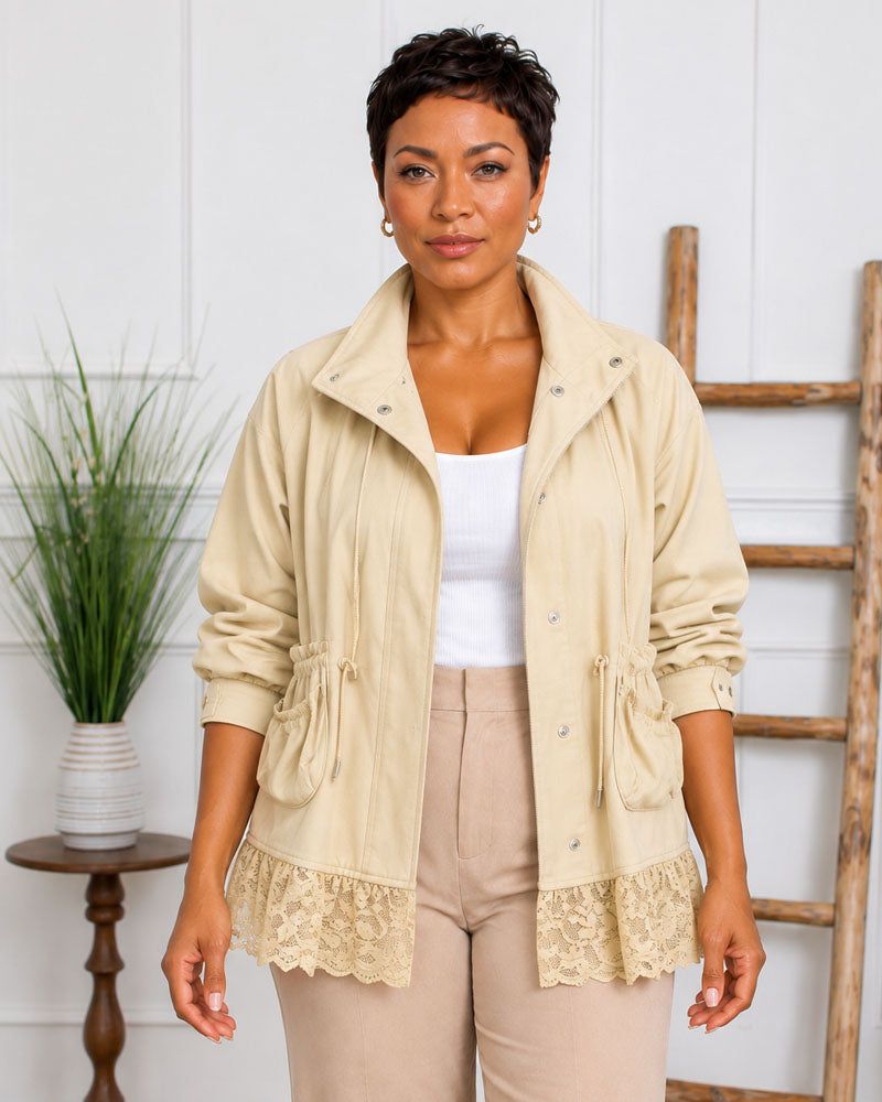 Pretty Tough Lace-Hem Utility Jacket