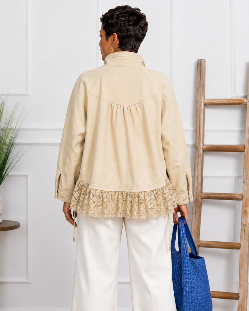 Pretty Tough Lace-Hem Utility Jacket
