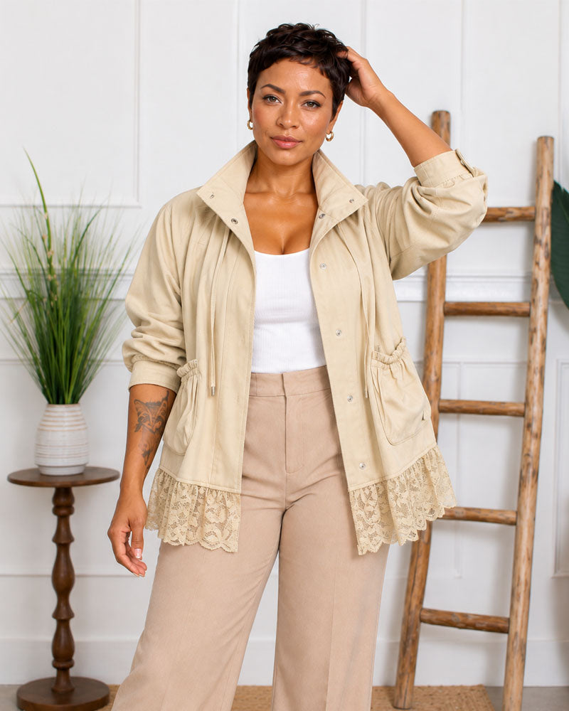 Pretty Tough Lace-Hem Utility Jacket