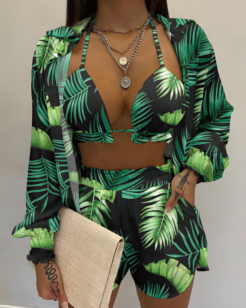 South Beach Gal Swim Set Print-G