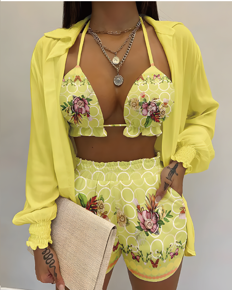 South Beach Gal Swim Set Print-I