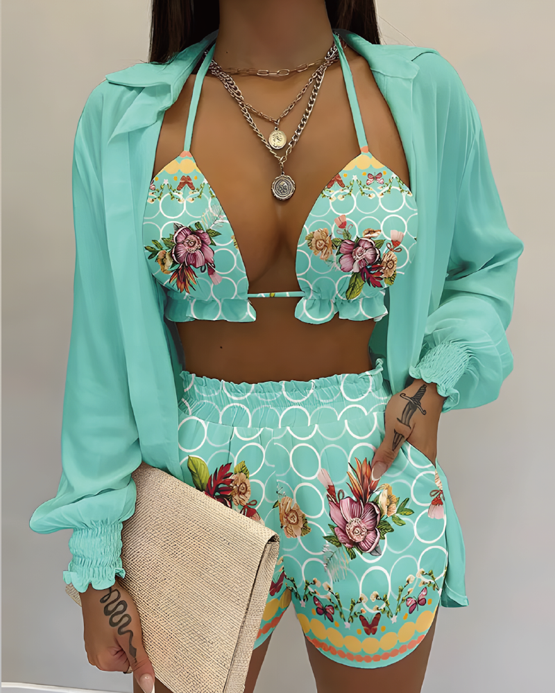 South Beach Gal Swim Set Print-J