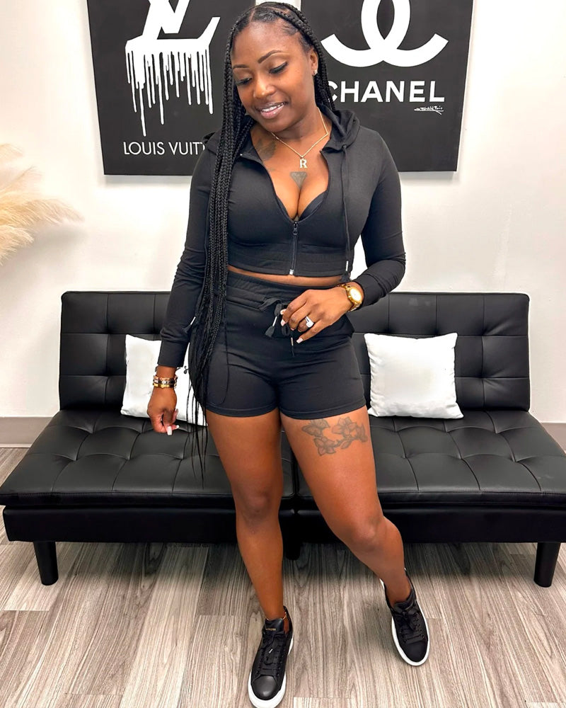 Quick Run Short Set Black