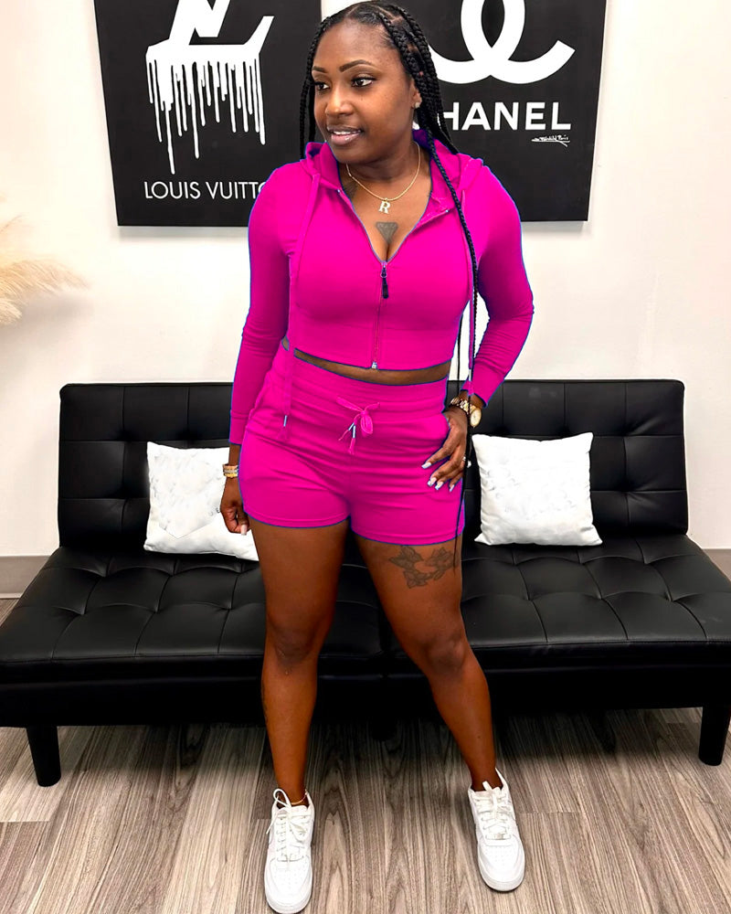 Quick Run Short Set Rose Red