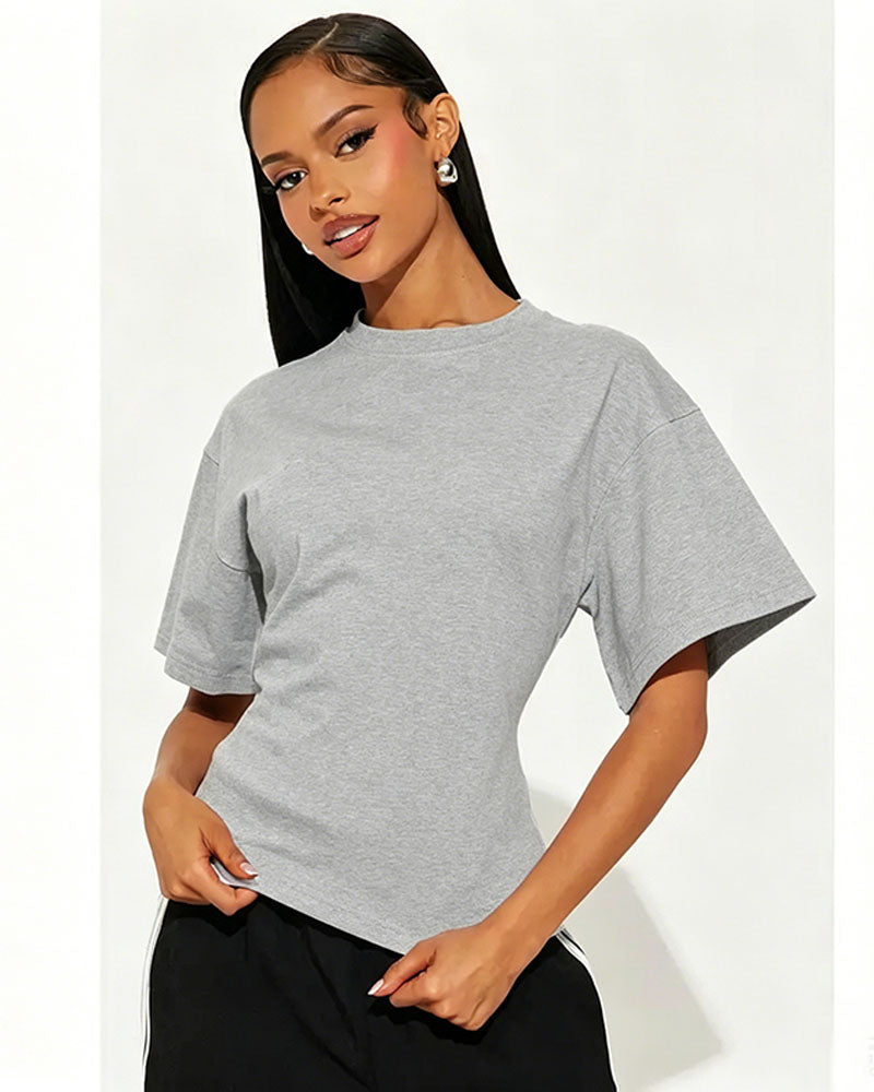 Quiet Edge Back-Zip Cotton Top