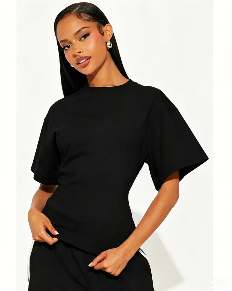 Quiet Edge Back-Zip Cotton Top