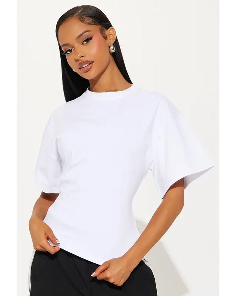 Quiet Edge Back-Zip Cotton Top