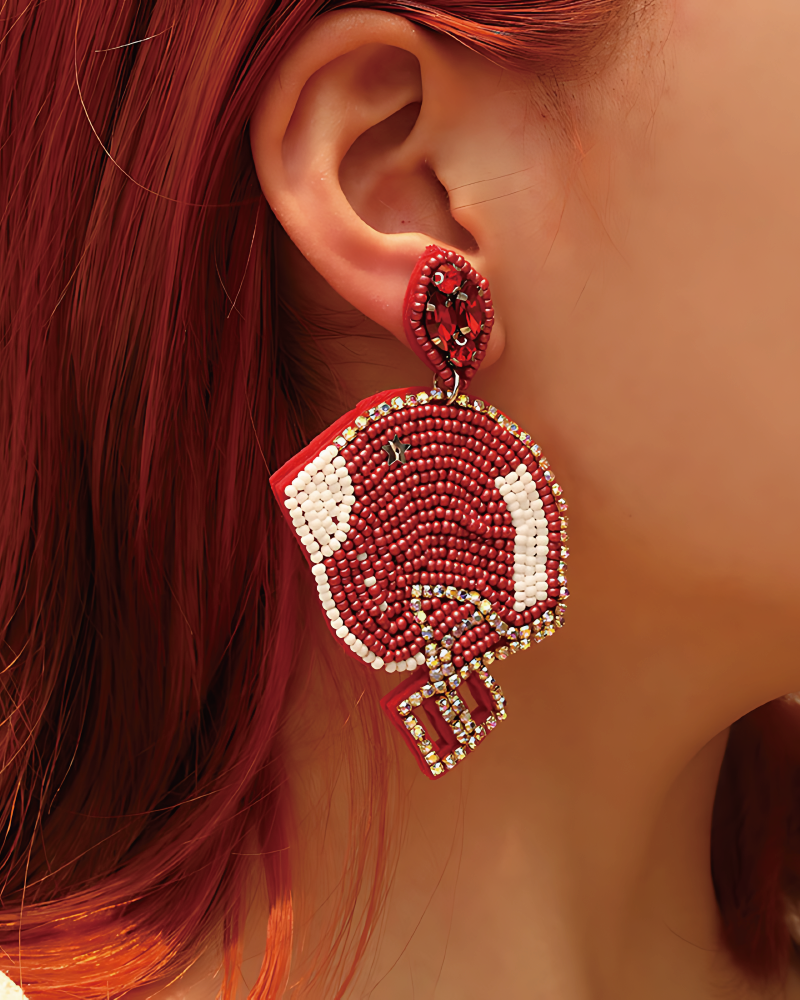 Beaded Football Earrings RD-2